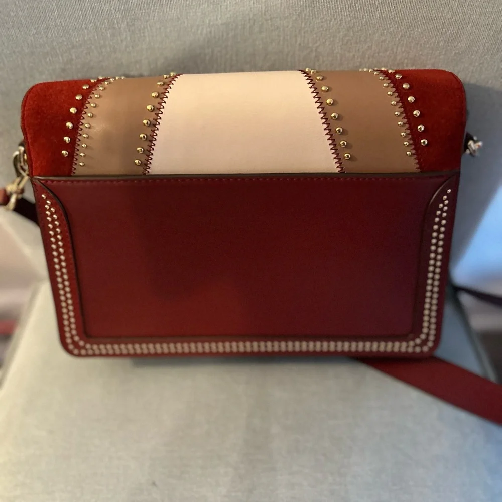 Michael Kors Jessee Brown Patchwork Leather Crossbody Shoulder Bag